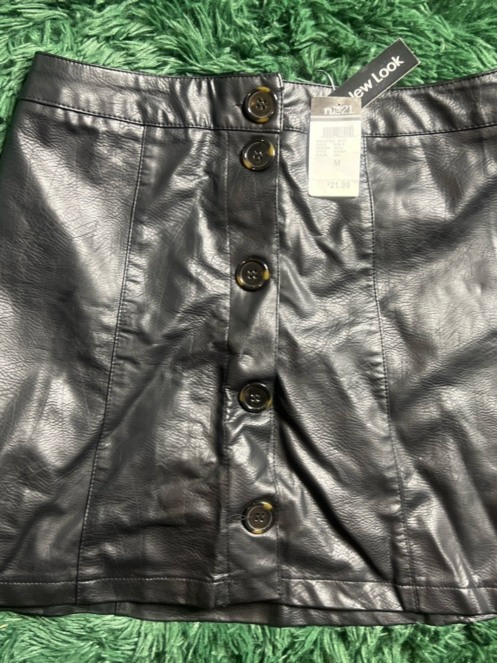 Rue21 Black Faux Leather Button-Front Mini Skirt